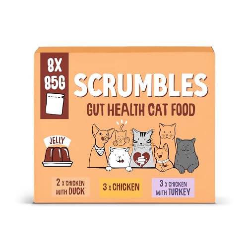 Scrumbles Grain Free Wet Cat Jelly Meat Pouch Selection 8x85g