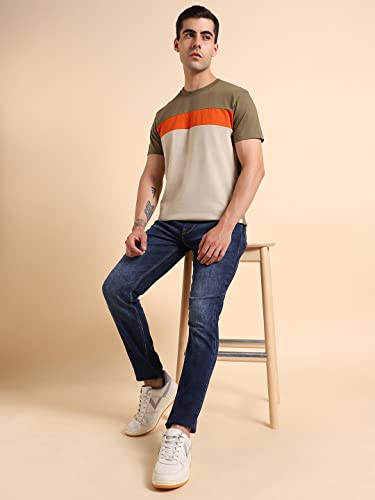 Image of Dennis Lingo Men's Cotton Slim Fit Solid T-Shirt (Round Neck)
