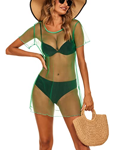 Ekouaer Swimsuit Cover Ups for Women Sexy Sheer Mesh Bathing Suit Coverups See Through Bikini Cover Ups - Image 3