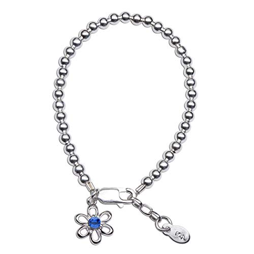 Girls Sterling Silver Simulated Birthstone Bracelet with Daisy Charm