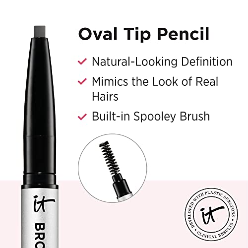 It Cosmetics Brow Power, Universal Taupe - Travel Size - Universal Eyebrow Pencil - Mimics The Look Of Real Hair - Budge-Proof Formula - With Biotin, Saw Palmetto & Antioxidants - 0.0025 Oz #TOP4