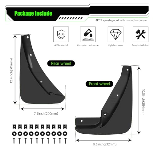Image of Front & Rear Mud Flaps Splash Guards Compatible for Dodge Challenger 2015-2023 Accessories Mud Guards Splash Flaps Heavy Duty Molded, Replace OEM # 82214141 82214142, 4PCS Set