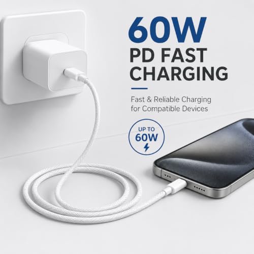 Image of Novobit Apple Certified Type-C to Type-C Charging Cable, PD 60W Fast Charging, Braided, Compatible with iPhone 17 /17 Air /17 Pro Max, 16 /16 Pro Max, 15 Series, iPad, MacBook & Other USB-C Devices, 1M