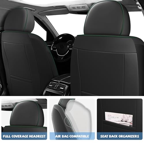 Image of ILMO Seat Covers for Chevy Silverado 1500 2007-2026 (Black&Green,Front Set)