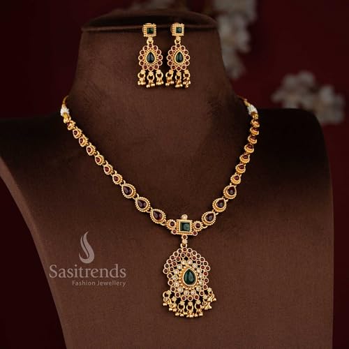 Image of Sasitrends Classic Matte Gold Plated Necklace Set