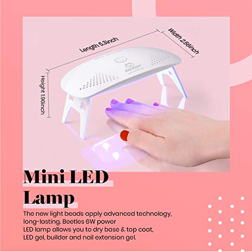 Image of Beetles Red Gel Nail Polish Kit with UV LED Light and Base Top Coat Starter Kit Soak Off Red Gel Polish Set with Lamp Nail File for DIY at Home Manicure Gifts for Women