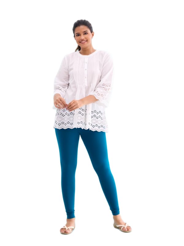 Image of GO COLORS Soft Cotton Stretch Ankle Length Leggings for Women | Breathable
