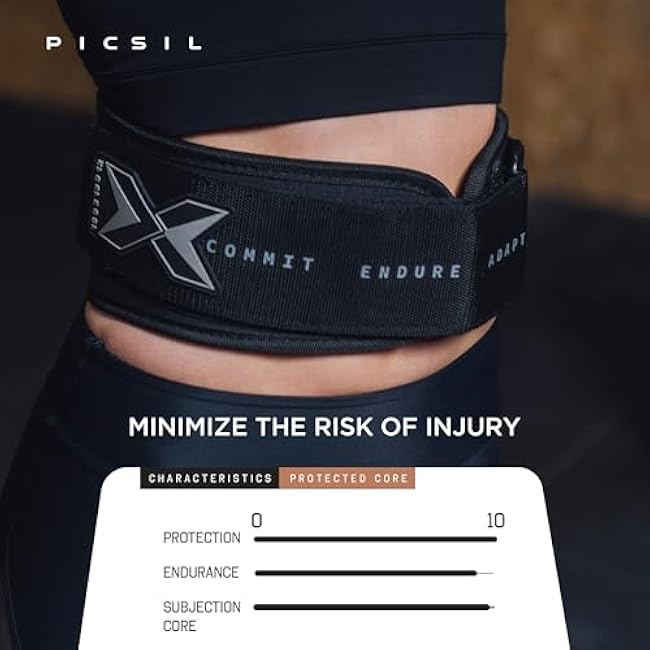 PICSIL - Weight Lifting Belt | Core & Back Support | Customizable with Patch Space | Ideal for Cross training, Squats & Barbell Exercises | Strength Belt for Women and Men |