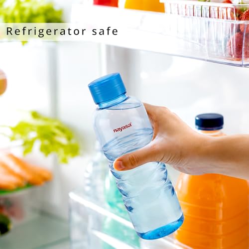 Image of Nayasa Revello 1000 ML Pet Plastic Fridge Water Bottles Set of 6 | BPA Free | Leak Proof | Airtight Lid | Blue