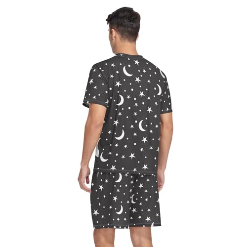 Mens Pajama Set Short Sleeve Stars and Moon 2-piece Lounge Sleep Sets Men's Sleepwear S-XXL2