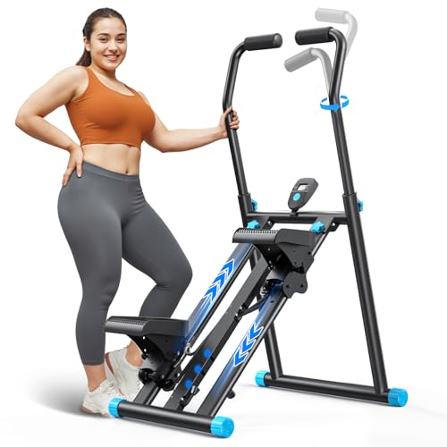 MERACH Stair Stepper for Home Gym Exercise New Version Stairmaster for Full-Body Workout Folding Stair Climber with Adjustable Resistance & Pedals with Extended Step Range Black & Blue