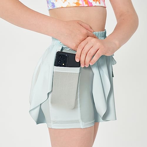 2-in-1 Butterfly Shorts Girls Flowy Shorts, Kids Girls Athletic Shorts with Spandex Liner and Side Pocket for Fitness3