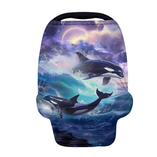 Image of Youngerbaby Killer Whale Galaxy Nursing Cover Breastfeeding Super Soft Multi Use for Baby Car Seat Covers Canopy Shopping Cart Cover Scarf Light Blanket Stroller Cover Baby Girl Necessities