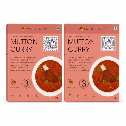 Image of Maskhari Mutton Curry Masala Paste 150g Pack of 2 | Ready to Eat Mutton Masala Paste | Authentic Maharashtrian Indian Curry Paste | Heat & Eat Food | Ready to Cook Food | Instant Indian Meal