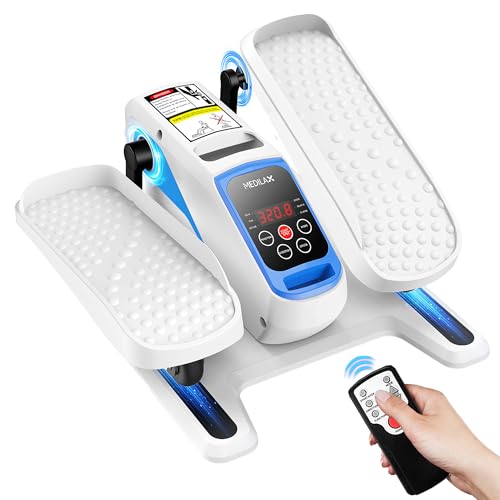 Medilax Under Desk Elliptical Machine,Ellipse Leg Exerciser Electric with Remoter,12 Manual Adjustable Speed & 3 Automatic Speed,Portable Seated Pedal Exerciser for Seniors,Adults,White