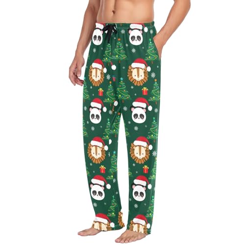 Christmas Animals Men's Pajamas Pants Cotton Sleep Bottoms Pants Lounge Sleepwear - S4