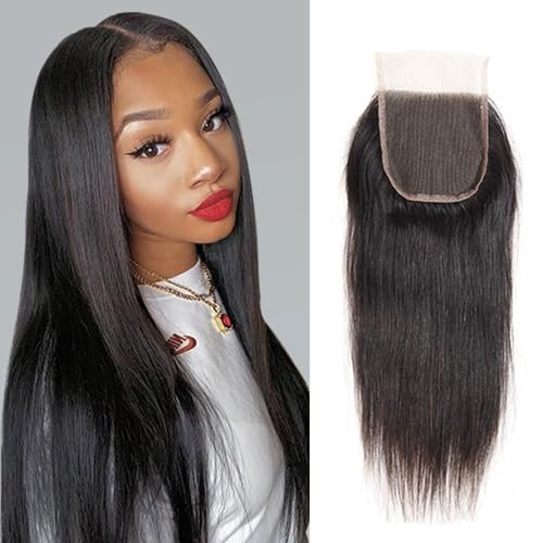 4x4 Lace Frontal Closure Tissage Bresilien en lot Cheveux Humains Vierges Tissage Brésilien lisse...