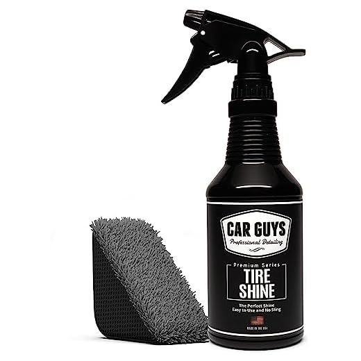 CAR GUYS Tire Shine Spray | The Perfect Shine | Durable and User Friendly Tire Dressing | Long Lasting UV Protection for Black Tires, Wheels, & Rubber | 18 Oz Kit with Applicator Pad