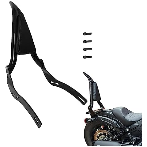 Motorcycle Backrest Sissy Bar Passenger Back Rest Pad Compatible for Indian Scout Bobber 2018-2023, Rogue 22-23 (21" Height, Black) Cover