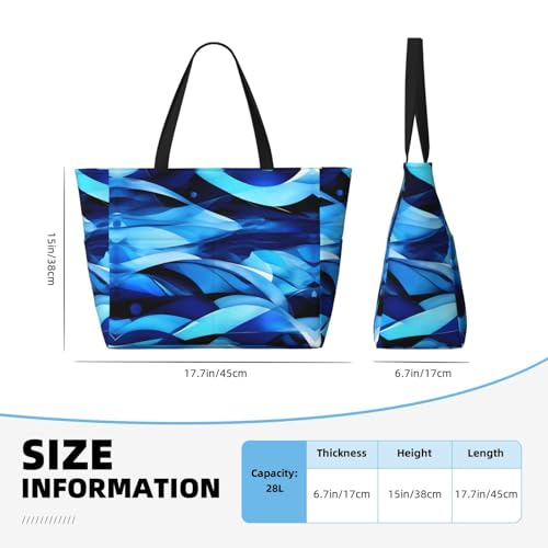 Abstract Blue Large Capacity Foldable Tote Bag Women Beach Tote Bag Handbag Gym Bag Travel Shopping Bag4