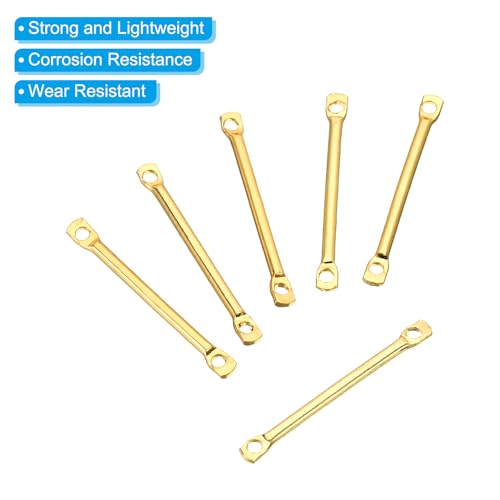 PATIKIL Brass Bar Links for Jewelry Making 50 Pcs 20mm/0.79" Stick Strip Earring Connectors 2 Hole for Earring Necklace Bracelet DIY Golden - Image 3