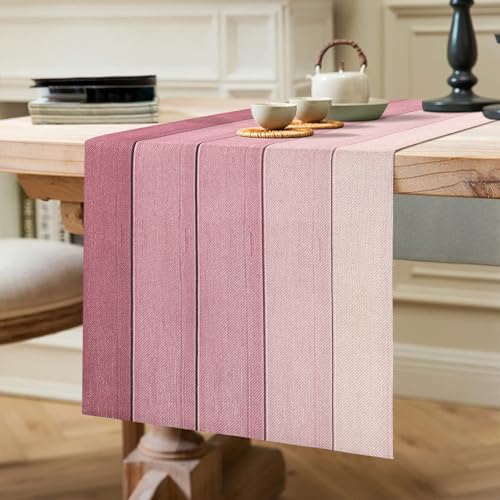 Camino De Mesa Moderno Para Primavera, Moderno, Lino, Camino De Mesa Rosa, Antimanchas, Lavable, Como Mantel De Jardín, Exterior, Para Bodas, Día De San Valentín, Cumpleaños, Decoración, 40 X 140 Cm