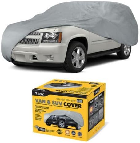 BDK SUV Car Cover for Automobiles, Heavy Duty All Weather Car Cover for SUVs, Outdoor Car Cover Waterproof All Weather SUV, Full Exterior Cover Rain Snow Dust UV Protection Storage - 185L x 72W x 56H