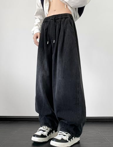 Y2k Mens Baggy Jeans Aesthetic Skater Jeans Vintage Plain Pants Vintage Wide Leg Streetwear Jeans4