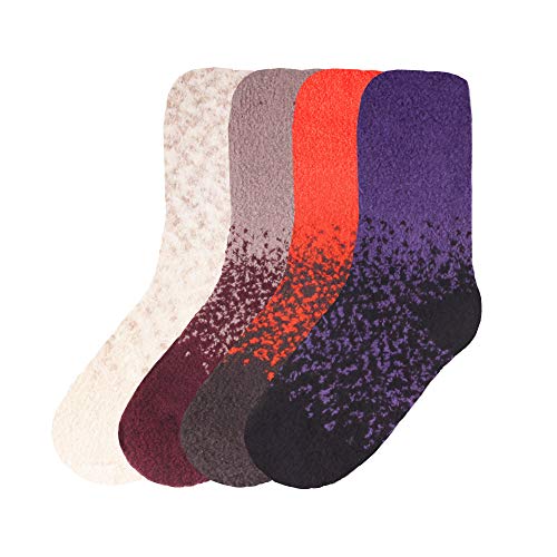 Image of BambooMN Women's Super Soft Fuzzy Socks, Polka Dot, Gradient, Snowflake, Featherlight Cuff - Assorted Colors