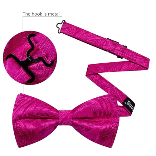 Image of YOHOWA Paisley Striped Men Bow Tie Pre-Tied Formal Adjustable Colorful Bowties Handkerchief Cufflinks Set Wedding Party