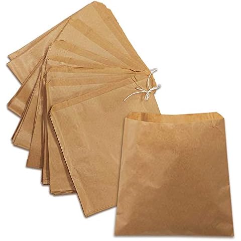 200 x Brown Strung Kraft Paper Food Bags Food use, Groceries, Sandwiches Fruit Bags etc | DHANZIPAK (7x7inch) Cover