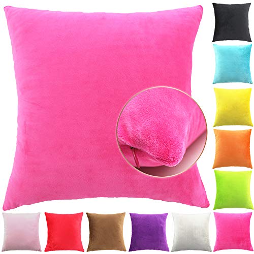 Easondea Fundas de Cojín de Color sólido Square Decorativos para Sofá Cama Coche Fundas Cojines Funda de Almohada Rosado 40X40CM
