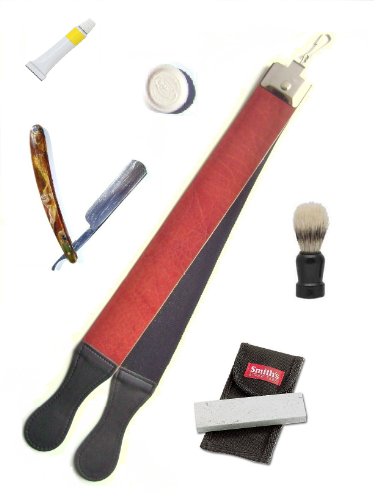 Straight Razor Double Strop Paste Finest Shaving Set 6 Pcs