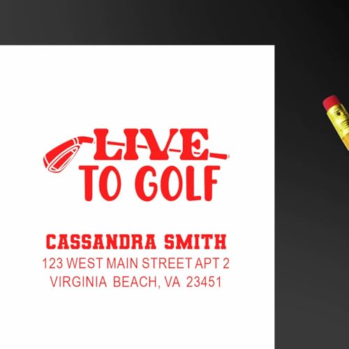 Image of Golf Life Statement Wood Handle Address Stamp - Return Address Stamper | Any standard pad works. Wood Handle Rubber Stamp. Golf Player Stamp. Engraved after you order. Laser-engraved die.