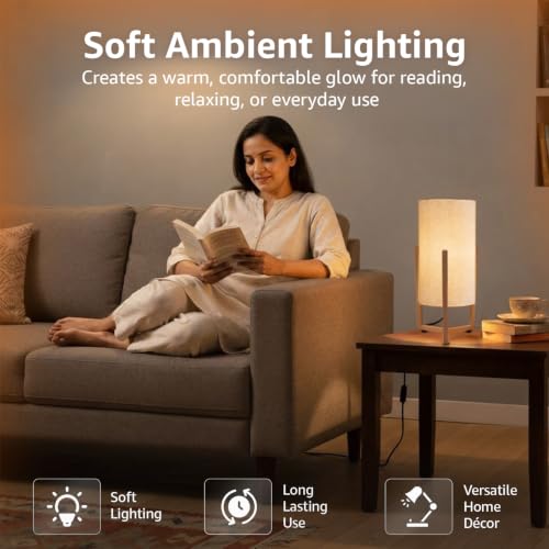 Image of Amazon Basics Minar White Iron Frame Table Lamp | Cream Iron Tripod Base with Polyester Shade | E27 Holder | Decorative Night Lamp for Bedroom, Living Room & Study Room | Home Decor Gift