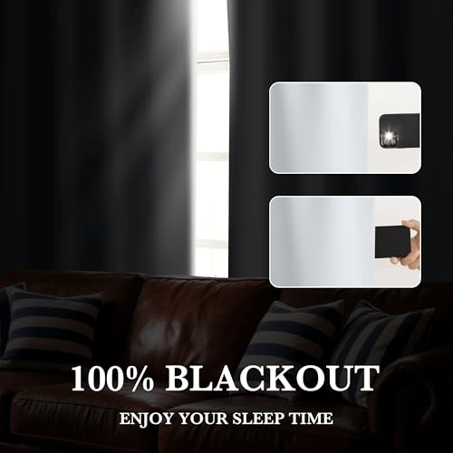RYB HOME 100% Blackout White Short Curtains, Thermal Insulated Total Room Darkening Noise Reducing Curtains Tier for Cafe Kicthen Basement, 42 inches Wide by 36 inches Long