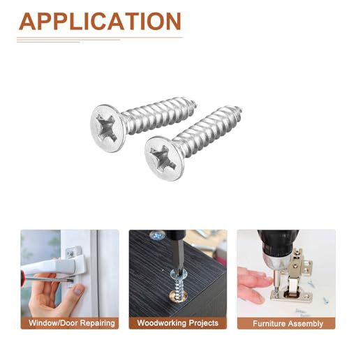 Image of DTGN 100Pcs 7 inch x3 /4 inch Flat Head Wood Screws, Self Tapping Screws Silver