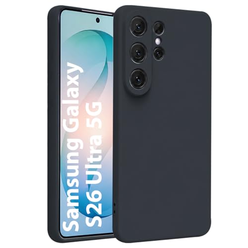 Image of LIRAMARK Liquid Silicone Soft Back Cover Case for Samsung Galaxy S26 Ultra 5G| Soft Micro-Fibre Lining Inside | Camera Protection Bump (Black)