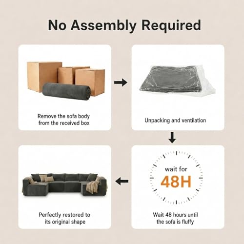 Image of Claiks 128 inch Modular U‑Shaped Boneless Cloud Couch, Deep Seat Sectional Sofa with Double Chaise, No Assembly Required, Modern Oversized Couches for Living Room, Dark Grey