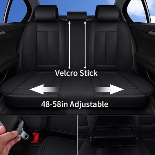 Image of Coverado Seat Covers Full Set, Black Seat Covers for Cars 5 Seats, Car Seat Protector, Waterproof Nappa Leather Car Seat Cushion, Front and Rear Car Seat Cover Fit for Most Sedans SUV Pick-up Truck