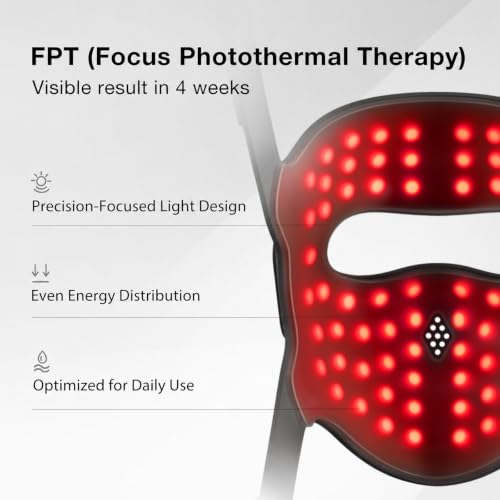 Image of JOVS Red Light Therapy Mask for Face, LED Light Therapy Mask with 4D Laser & FPT Narrow-Beam Technology, 6x More Powerful than LED, 660 /850 /940 /1064nm for Precision Anti-Wrinkle,Black