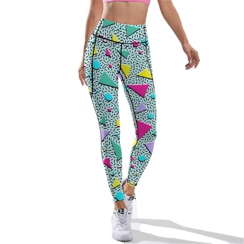 80s 90s Outfit Tummy Control Yoga Pants for Women with Pockets, High Waist Running Sports Workout Yoga Leggings2
