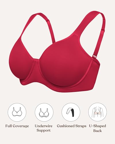 Image of HSIA Bras for Women Minimizer Full Coverage, Plus Size T Shirt Unlined Underwire Smooth Bra, Seamless Cups Joan Ultimate Soft