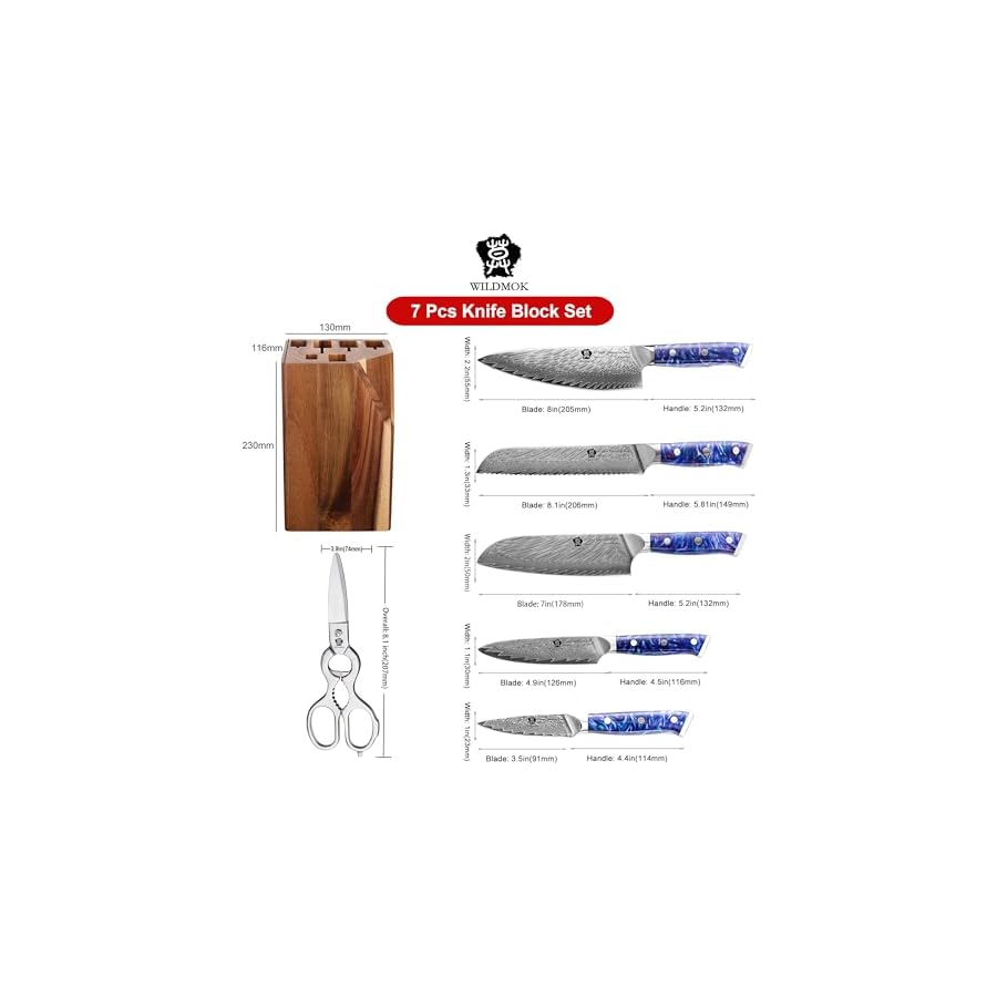 WILDMOK-Damascus-Kitchen-Knife-Set-with-Block-Premium-Quality-7-Pieces-Kitchen-Knife-Set-Razor-Sharp-with-Ergonomic-Handle-7pcs-Knife-Block-Set-Blue-Resin-Handle WILDMOK Damascus Kitchen Knife Set with Block Premium Quality 7 Pieces Kitchen Knife Set Razor-Sharp with Ergonomic Handle (7pcs Knife Block Set Blue Resin Handle)