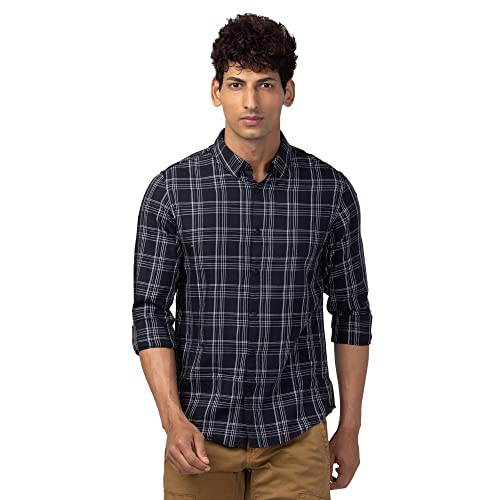 Image of Spykar Men's Slim Fit Full Sleeve Checked Casual Shirts
