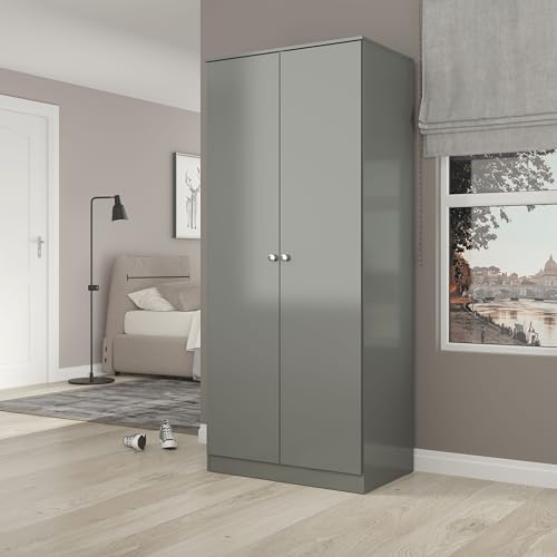 Seconique Denver 2 Door Wardrobe in Grey Gloss