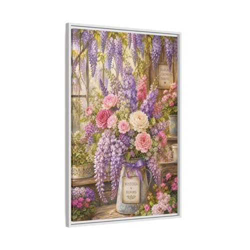Toile florale violette pour habiller un grand mur de salon