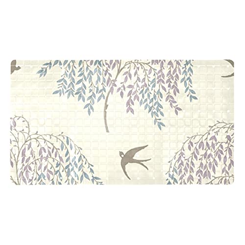 Tappeto da bagno antiscivolo in salice e rondine con motivo a uccellino, tappetino da bagno assorbente per il bagno, 40 x 50 cm