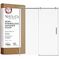 Semi-Frameless Sliding Shower Door – 56-60” x 75”, Tempered Glass Shower Door, Corrosion Resistant Hardware, Smooth Glide Rollers, Reversible Installation, Leak-Proof Magnetic Lock (Chrome Finish)