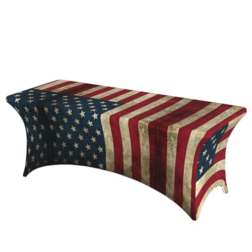 Housse de table rectangulaire élasthanne 1,8m drapeau américain EdWal - 2